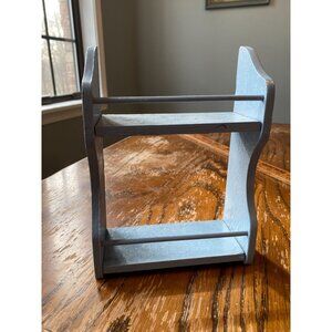 Small Wooden Vintage Blue Miniature Spice Shelf